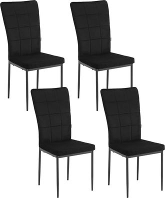 Woltu Woltu Juego De 4 Sillas De Comedor De Terciopelo, Sillas De Cocina Modernas Con Respaldo Alto, Color Negro