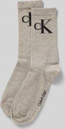 Calvin Klein Jeans Socken mit Label-Print im 2er-Pack in Mittelgrau Melange, Größe 35-38