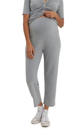 Nom Maternity Camilla Over-the-Belly Ribbed Maternity Pants in Heather Gray at Nordstrom, Size Medium