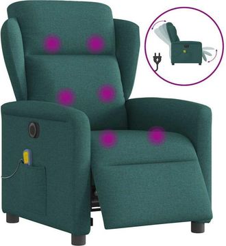 vidaXL Vidaxl - Sill&oacute;n Reclinable De Masaje El&eacute;ctrico Tela Verde Oscuro