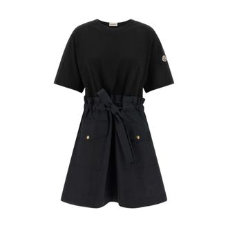Moncler Short Dresses, female, Black, Size: XS Belted Mini Dress