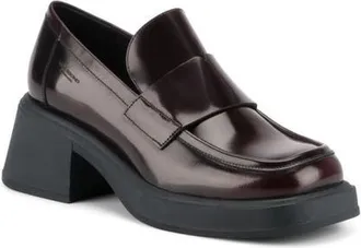 Vagabond Dorah Block Heel Platform Loafer in Dark Bordo at Nordstrom, Size 39