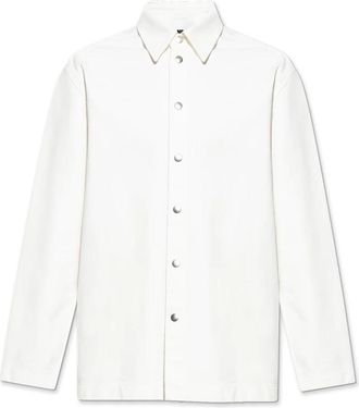 Jil Sander Shirt met Logo - Heren - Casual Overhemden - Wit - L - Katoen - Overhemden
