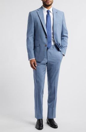 Jack Victor Esprit Blue Mixy Check Stretch Wool Suit in Light Blue at Nordstrom Rack, Size 38 Regular