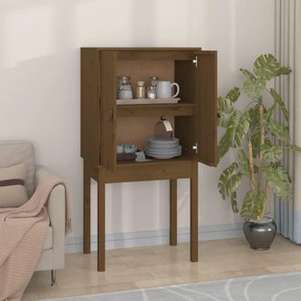vidaXL Vidaxl - Aparador Alto Madera Maciza De Pino Marr&oacute;n Miel 60x40x120 Cm