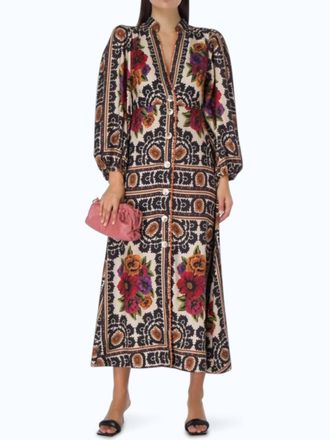 Farm Rio Flower Tapestry Maxi Dress In Multi