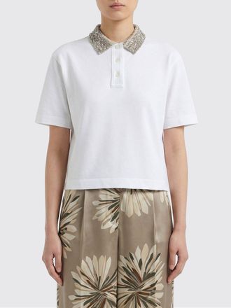 Brunello Cucinelli Polo in cotone con collo lurex Brunello Cucinelli