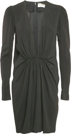 Saint Laurent Abito midi in crêpe - Nero