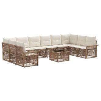 vidaXL Conjunto De Sof&aacute;s De Jard&iacute;n 11 Pcs Beige Rat&aacute;n Sint&eacute;tico Vidaxl