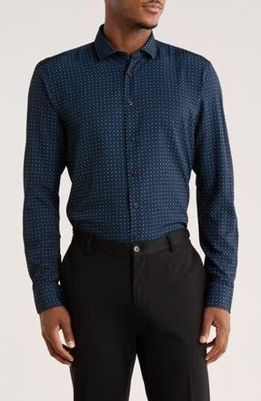 Soul of London Microfiber Button-Up Sport Shirt in Navy at Nordstrom Rack, Size Xx-Large