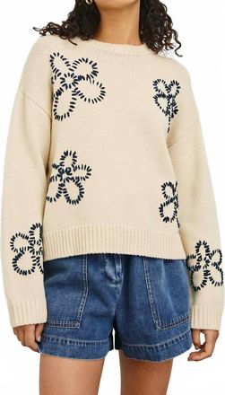 Rails Zoey Sweater In Ivory Navy Stitched Daisies