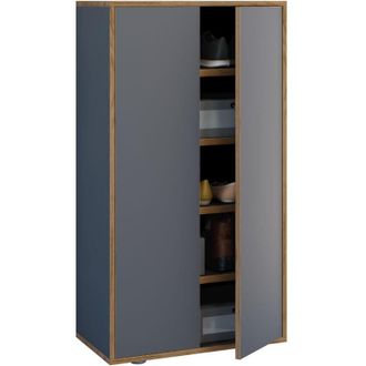 VCM Armadio da Scarpa in Legno Dimensioni: l. 60 x a. 110 x t. 33 cm Armadio multiuso 5 scomparti 2 Porte Rotanti - Salia Larghezza 60 cm (Antracite)