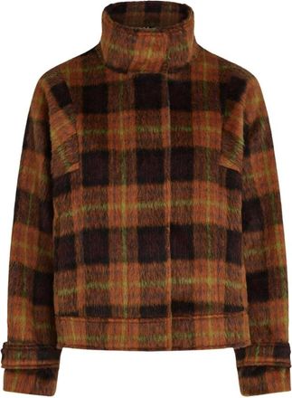 King Louie Varna Jacket Aloha Check - Dames - Jassen - Bruin - Maat: 2XL Wol