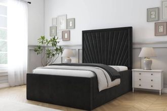 Comfort Beds Kensington Plush Bed Frame - 50 Upholstered Headboard in Black | Size: Single