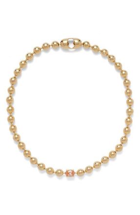 LADY GREY Selene Ball Chain Necklace in Gold/Peach at Nordstrom