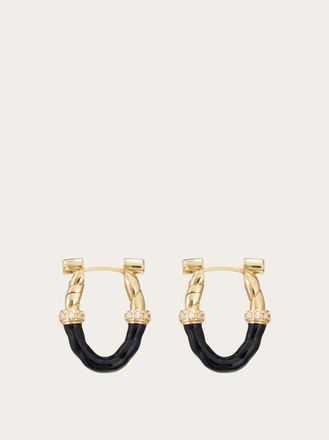 Ferragamo Donna Orecchini a cerchio con lacca (S) Nero