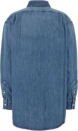 Miu Miu Womens Denim Oversize Shirt Blue Trochusniloticus