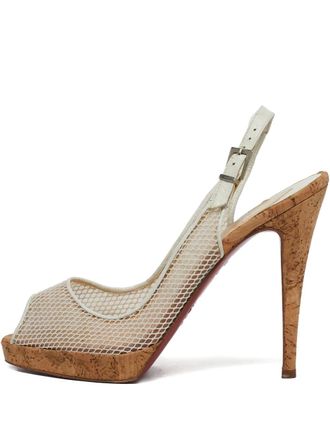 Christian Louboutin slingback heeled sandals - women - Leather/Mesh/Mesh/Calf Leather - 39.5 - White