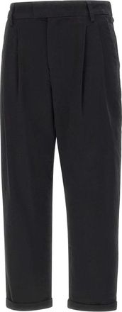 Sun 68 Stretch katoenen broek met plooien - Dames - Straight fit broeken - Zwart - L - Katoen - Broeken