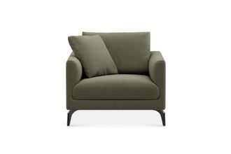 Castlery Lena Armchair Customized, (Performance Fleece) Moss (Matte Black Legs), Spill Resistant, Removable Covers for Castlery