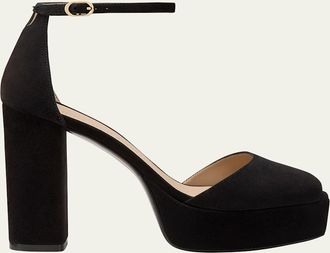Stuart Weitzman 110mm Sabrina Suede Platform Sandals