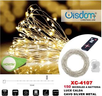 Trade Shop Trade Shop - Catena Luminosa 150 Microled A Batteria Cavo Silver Metal Luce Calda Xc-4107