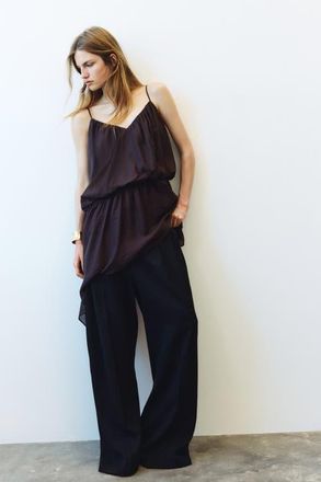 H&M Asymmetric Strappy Dress in Dark Brown at Nordstrom, Size X-Small