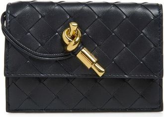Bottega Veneta Andiamo Slip Intrecciato Leather Zip Card Case in 4338 Midnight-Muse Brass at Nordstrom