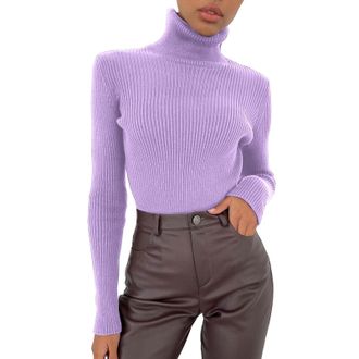 Generic Turtleneck Jumpers for Women UK Women Plus Size Soft Sweater Slim Fit Lightweight Long Sleeve Tops Undershirt Knitted Warm Fashion Pullover Casual Rou