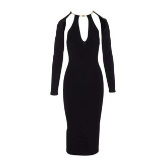 Elisabetta Franchi Abito scollato manica lunga - Dames - Casual kleedjes - Zwart - L - Kleedjes
