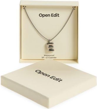 Open Edit Waterproof Bubble Initial Pendant Necklace in E- Silver at Nordstrom