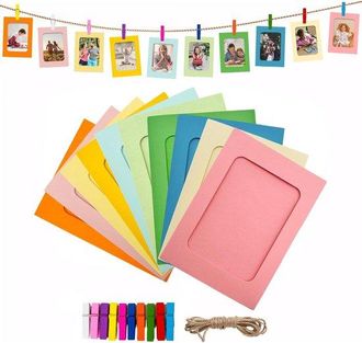 OEM Guirnalda De Fotos Con Pinzas - Soporte Para Fotos Photo Line - Decoraci&oacute;n De Pared Para Fiestas - 10 Colores De Papel - Marcos De 10x15 Cm
