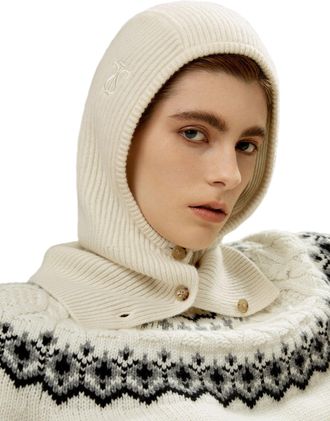 LilySilk Womens 100% Cashmere Balaclava Knit Beanie for Outdoors Fation Cashmere Hat Natural White