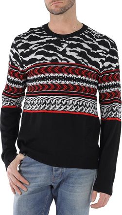 Roberto Cavalli Mens Intarsia Wool-blend Sweater, Size X-Large