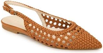 Yosi Samra Vera Slingback Pointed Cap Toe Flat in Whiskey at Nordstrom, Size 11