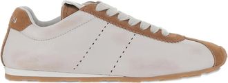 Miu Miu Suède leren sneakers met geperforeerde details - Wit