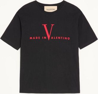 Valentino T-Shirt Valentino In Cotone Con Stampa Made In Valentino Uomo NERO/ROSSO 3XL