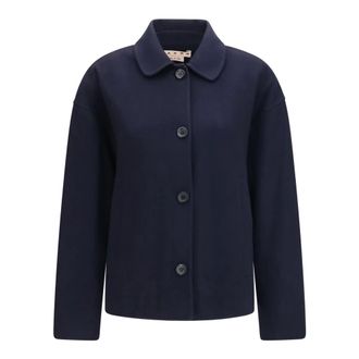 Marni Woljas Met Logo Borduurwerk - Dames - Jassen - Blauw - Maat: M Wol