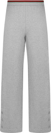 Gucci Katoenen Jersey Leisure Broek met Web - Dames - Wijde Broeken - Grijs - M - Katoen - Broeken