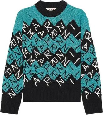 Marni 3D Blocks Logo Knit Wool Sweater - Black