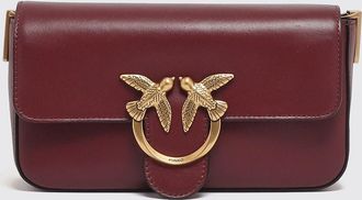 Pinko Love Birds Leather Mini Crossbody Bag with Metal Chain