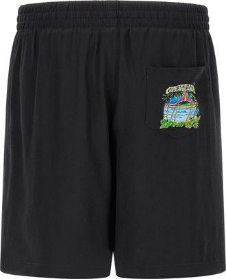 Casablanca Mens Black Silk Bermuda Shorts
