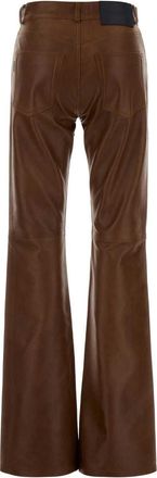 Haikure Womens Chocolate Leather Pant Tan Exterior: Lamb Jean
