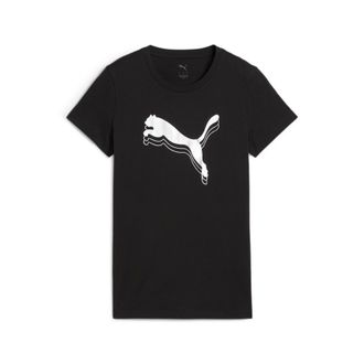Puma T-Shirt PUMA ESS METALLIC TEE, Damen, Gr. XS, silber (puma schwarz, metallic silber), Jersey, Obermaterial: 100% Baumwolle, bedruckt, regular fit norm