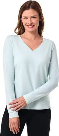 Coolibar Womens Morada V-Neck Long Sleeve T-Shirt, UPF 50+ Sun Protection in Misty Aqua at Nordstrom, Size X-Small