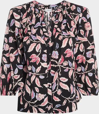Apiece Apart Mitte Floral-Print Cotton Poplin Top