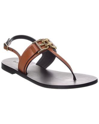 Bally Logo Positano Leather Flat Sandal