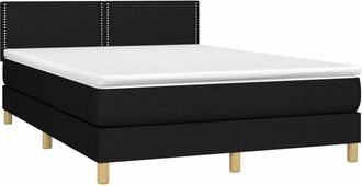 vidaXL Vidaxl - Cama Box Spring Colch&oacute;n Y Luces Led Tela Negro 140x190 Cm
