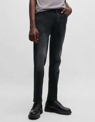 HUGO BOSS Mens HUGO 634 Mens Tapered-Fit Jeans in Black Stretch Denim - Black 005 - Size: 32/30