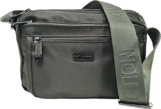 Coveri Collection Shoulder Bag in Nylon, Multi-Pockets with Zip, Adjustable Shoulder Strap, Lightweight ART.5050-6 Dimensions: 23 x 14 x 10 cm Coveri Brand, green, CENT